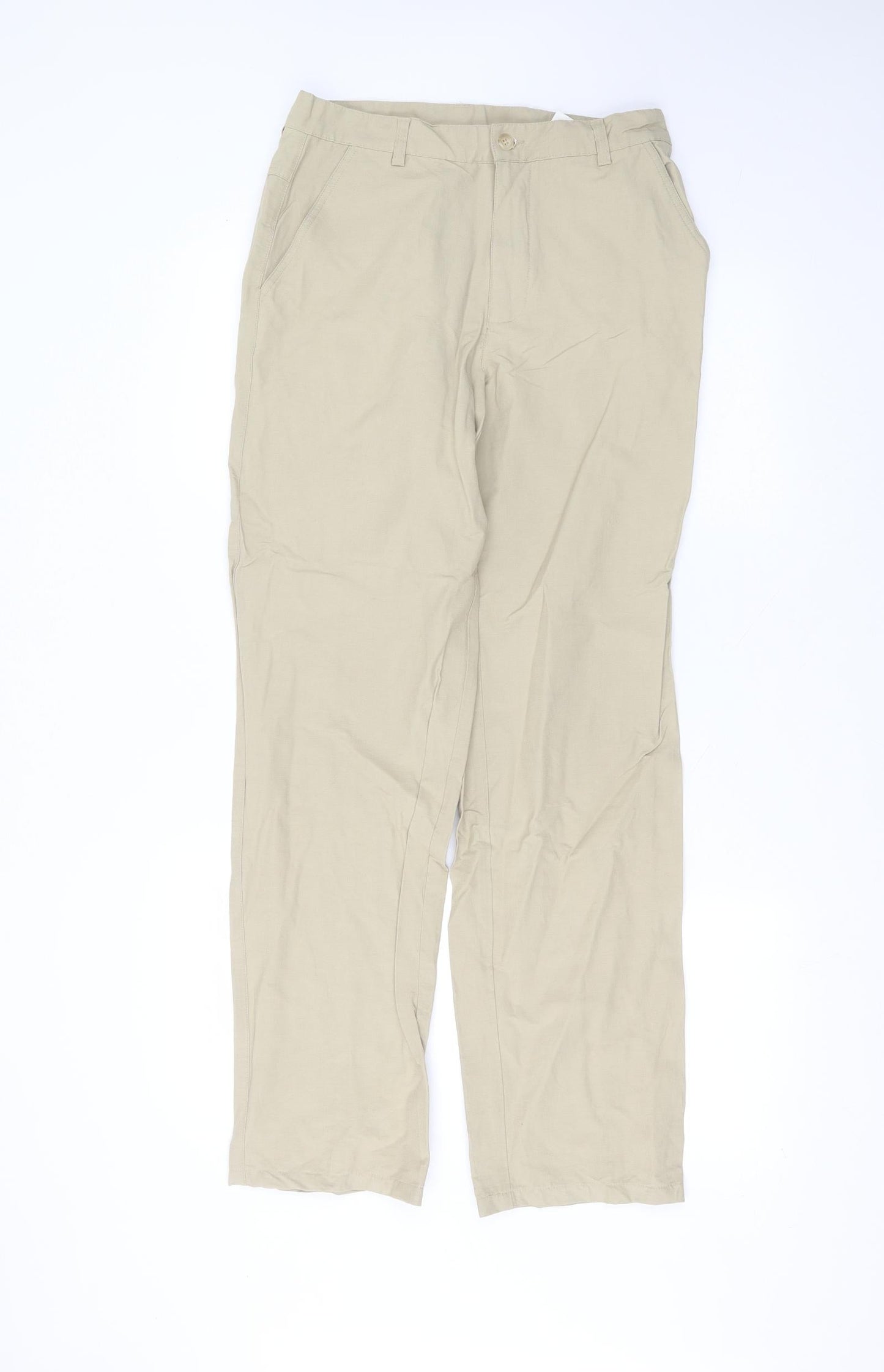 Preworn Womens Beige  Viscose Straight Jeans Size 8 L28 in Regular