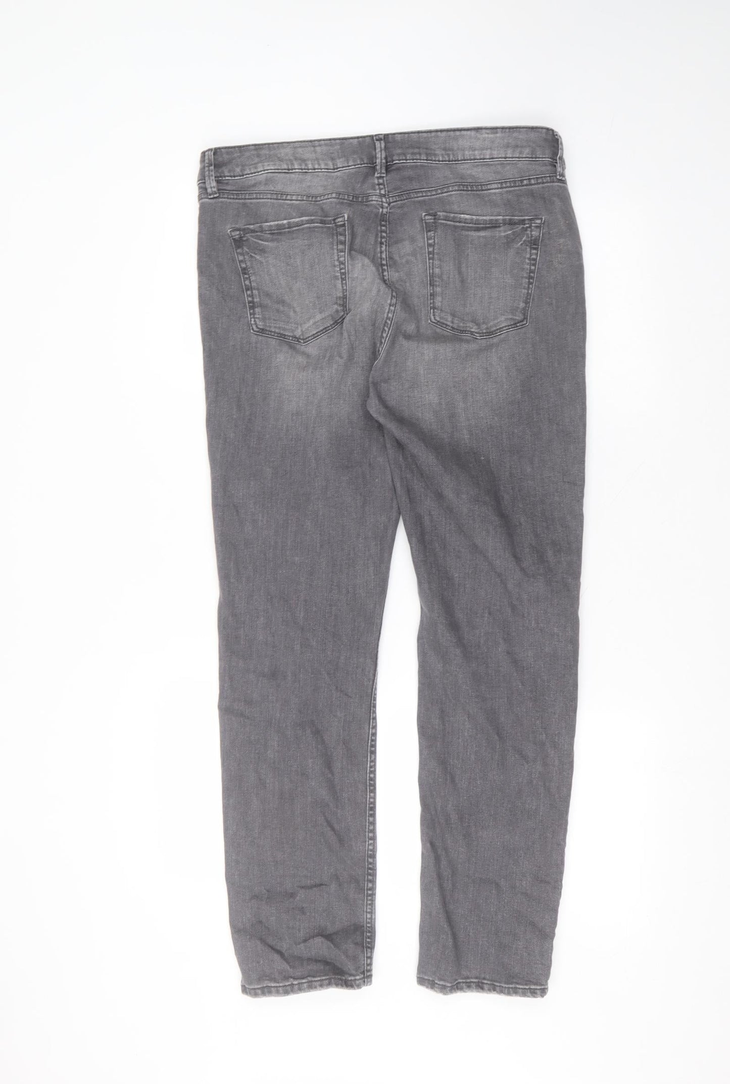 Marks and Spencer Womens Black  Cotton Straight Jeans Size 12 L28 in Regular