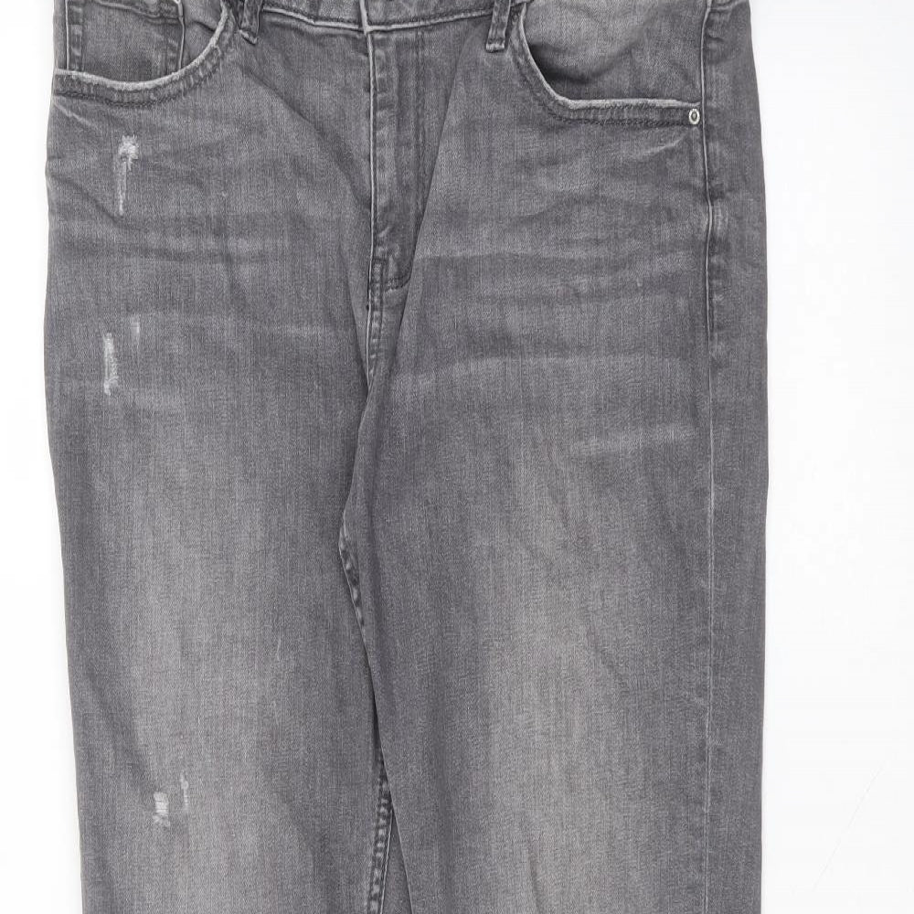 Marks and Spencer Womens Black  Cotton Straight Jeans Size 12 L28 in Regular