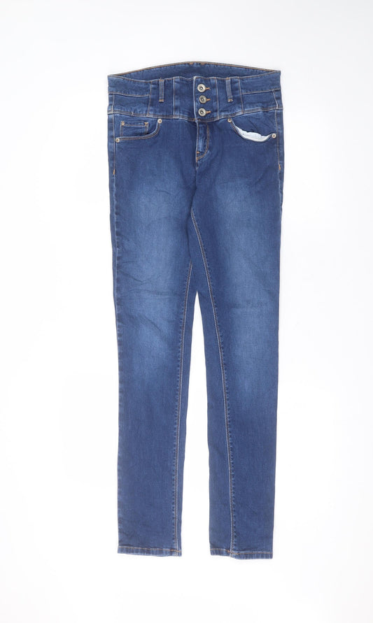 Preworn Womens Blue  Cotton Skinny Jeans Size 8 L30 in Regular