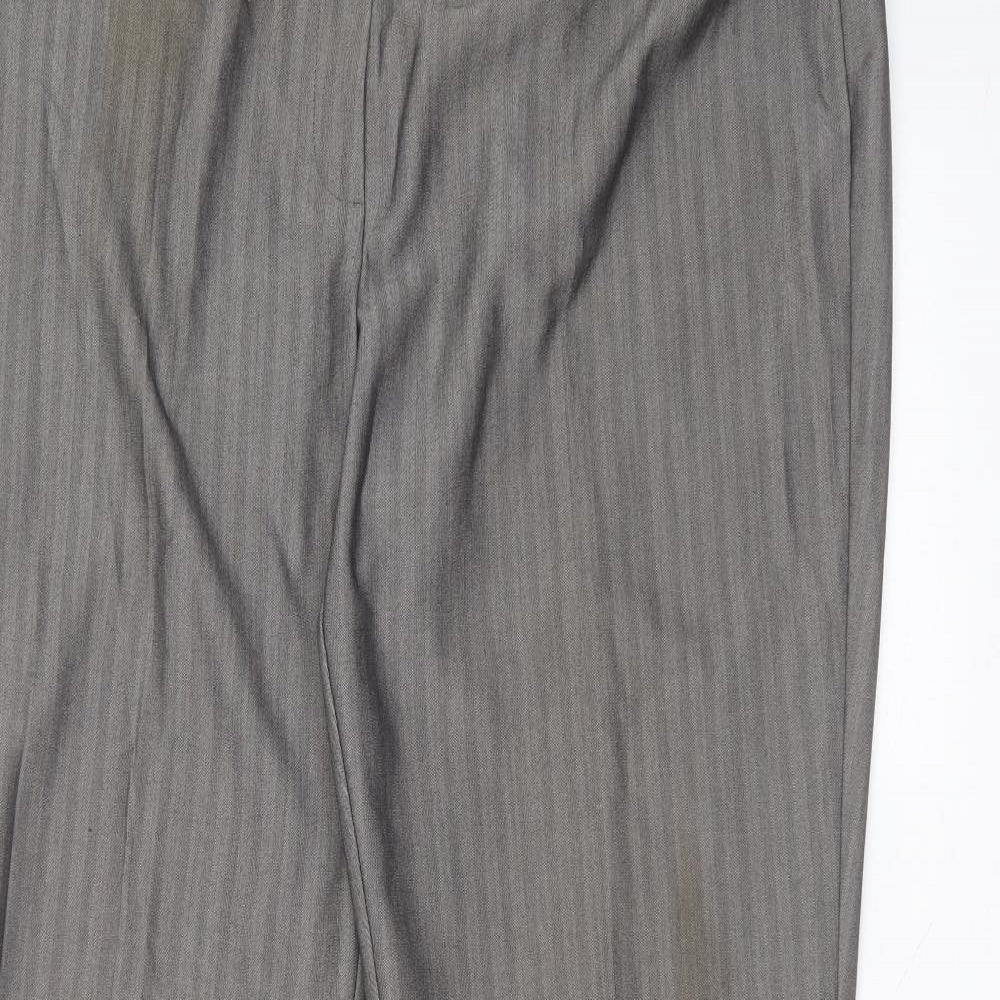 Marks and Spencer Womens Grey Striped Polyester Trousers  Size 18 L32 in Regular