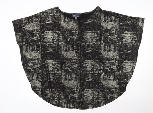 Saloos Womens Black  Polyester Basic T-Shirt Size 14 Round Neck