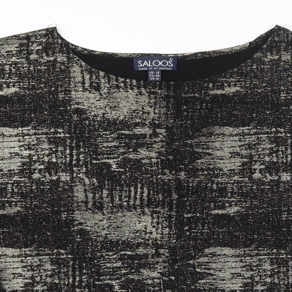 Saloos Womens Black  Polyester Basic T-Shirt Size 14 Round Neck