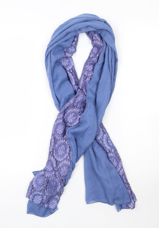 Preworn Womens Purple Floral Polyester  Scarf    - Lace Detail