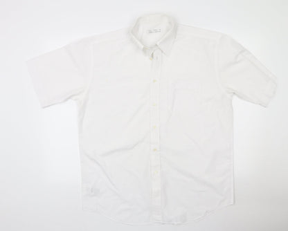 Marks & Spencer Womens White  Polyester Basic Button-Up Size 16 Collared