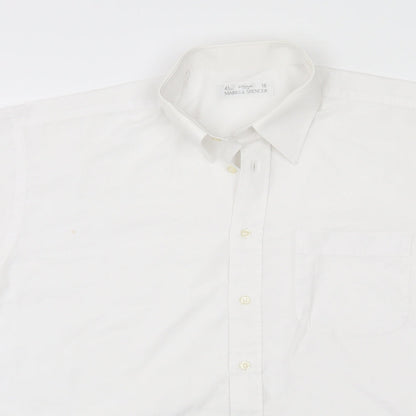 Marks & Spencer Womens White  Polyester Basic Button-Up Size 16 Collared