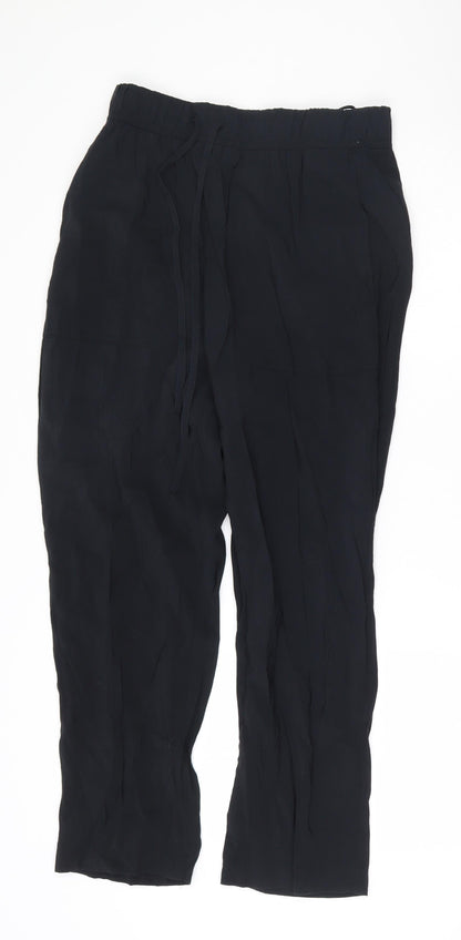 Zara Womens Black  Modal Trousers  Size S L25 in Regular Drawstring