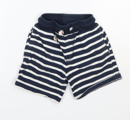 Nutmeg Baby Blue Striped 100% Cotton Cropped Trousers Size 18-24 Months