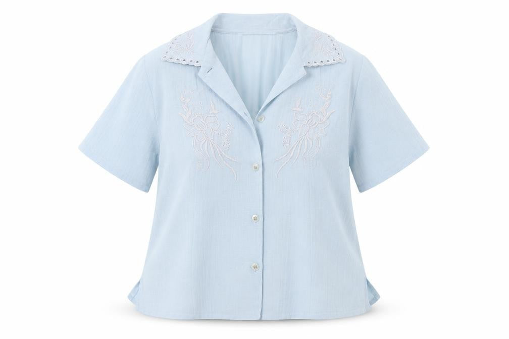 Anne Smith Womens Blue  Polyester Basic Button-Up Size 14 Collared