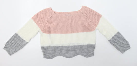 Cameo Rose Womens Multicoloured Round Neck  Acrylic Pullover Jumper Size M