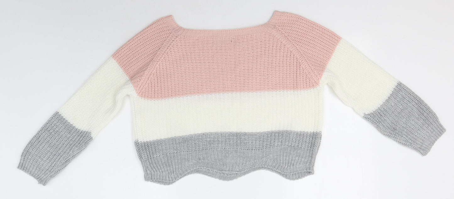Cameo Rose Womens Multicoloured Round Neck  Acrylic Pullover Jumper Size M