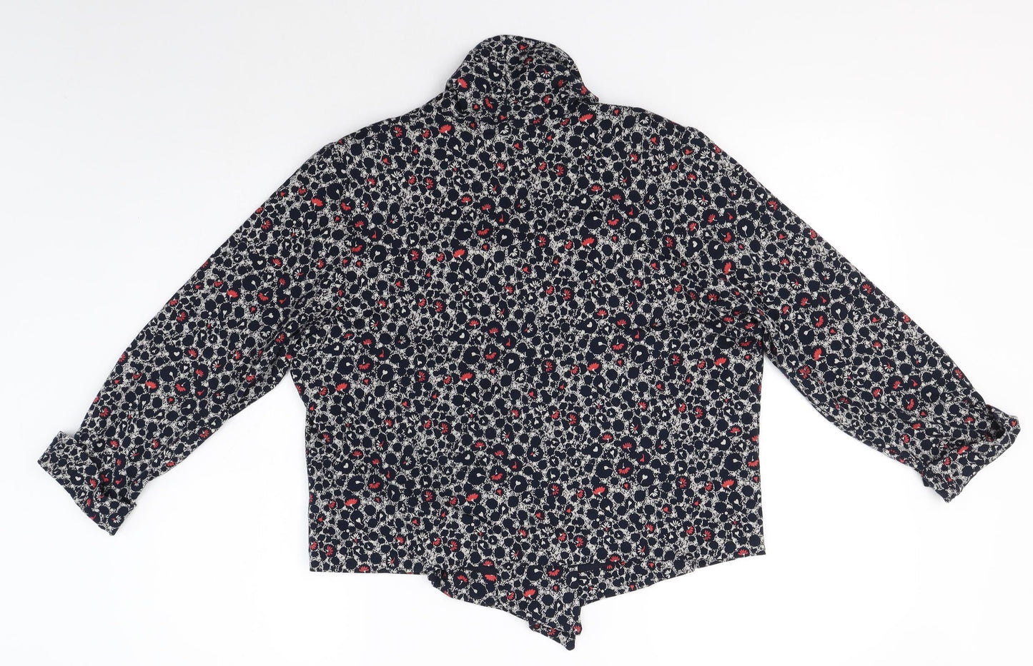 M&S Womens Blue V-Neck Floral Viscose Cardigan Jumper Size 18