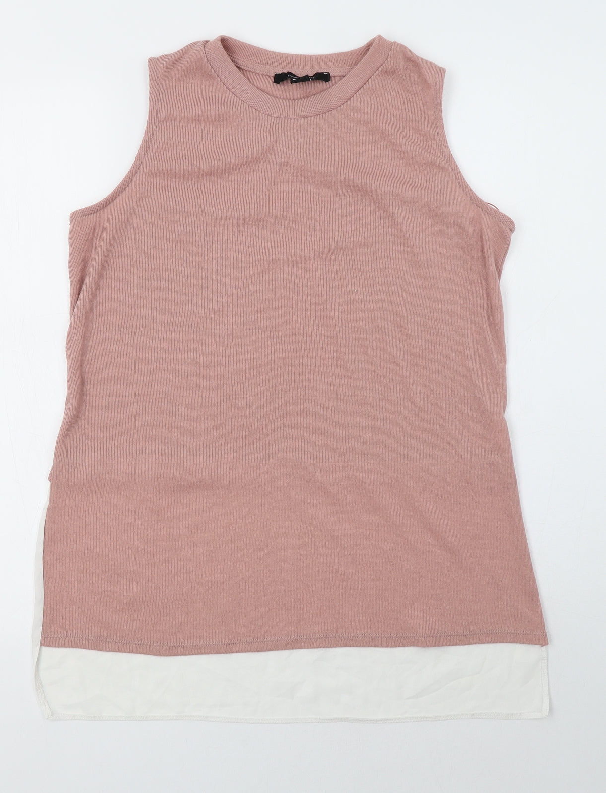 Primark Womens Pink  Polyester Basic Blouse Size 12 Round Neck