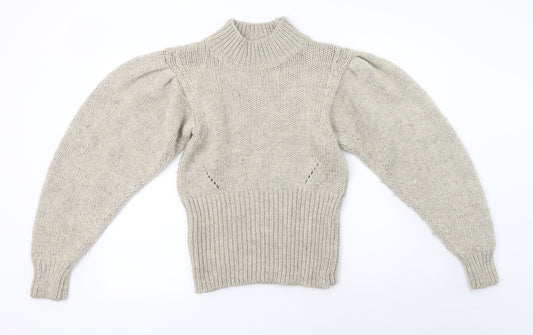 Topshop Womens Brown High Neck  Acrylic Pullover Jumper Size S