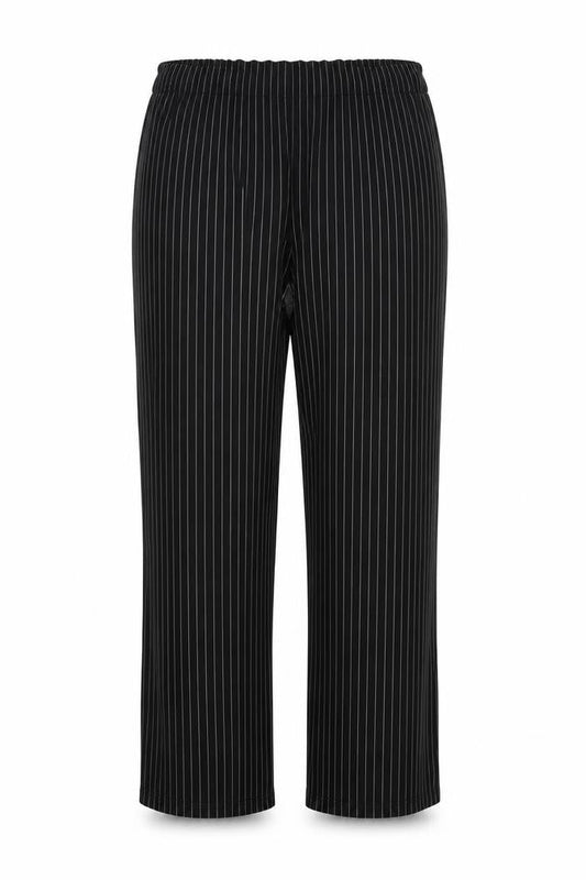Preworn Womens Black Striped Polyester Dress Pants Trousers Size 16 L28 in Regular
