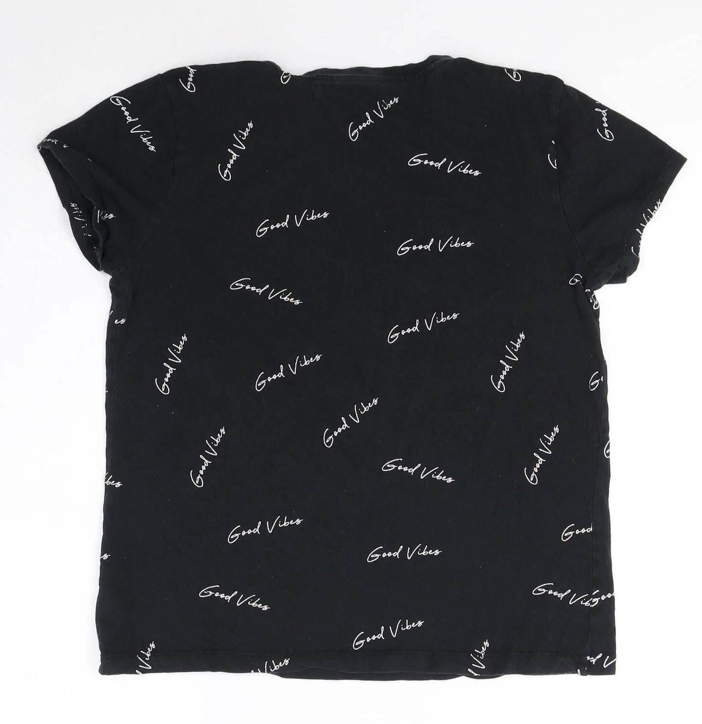 Primark Womens Black  100% Cotton Basic T-Shirt Size S Round Neck