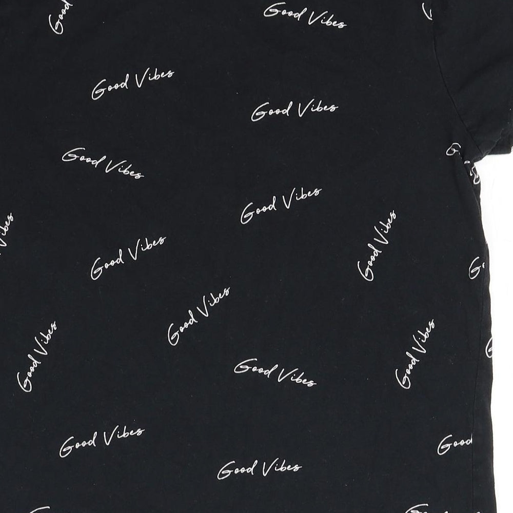 Primark Womens Black  100% Cotton Basic T-Shirt Size S Round Neck