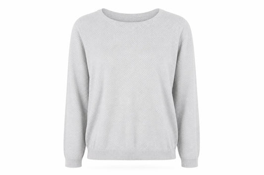 Vero Moda Womens Grey Round Neck  Cotton Pullover Jumper Size XL   - Fine open knit Pale Grey