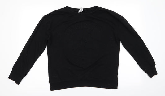 Disney by Atmosphere Womens Black Animal Print Polyester Pullover Sweatshirt Size 12   - Embossed Mickey Mouse Oh Mickey