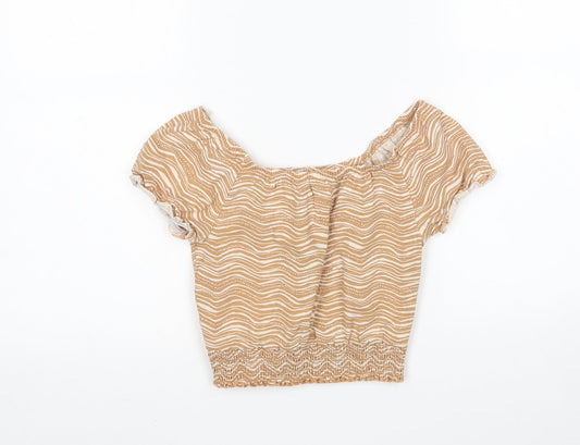 George Girls Multicoloured Animal Print Cotton Basic Blouse Size 6-7 Years Boat Neck