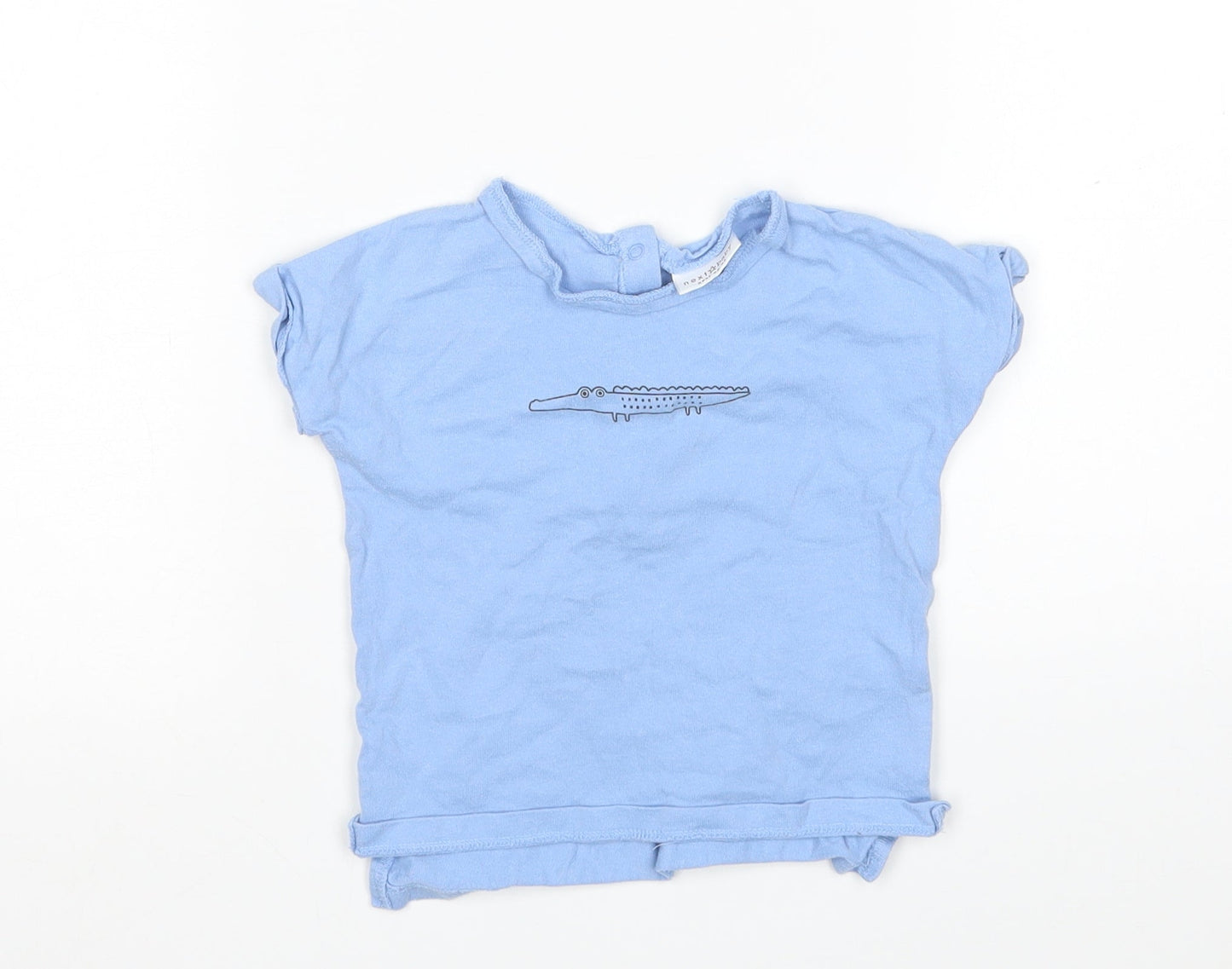 NEXT Boys Blue  Cotton Basic T-Shirt Size 6-9 Months Round Neck