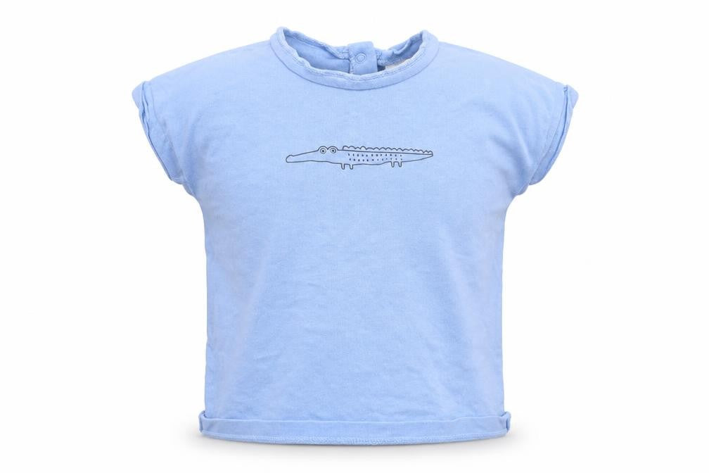 Next Boys Blue  Cotton Basic T-Shirt Size 6-9 Months Round Neck