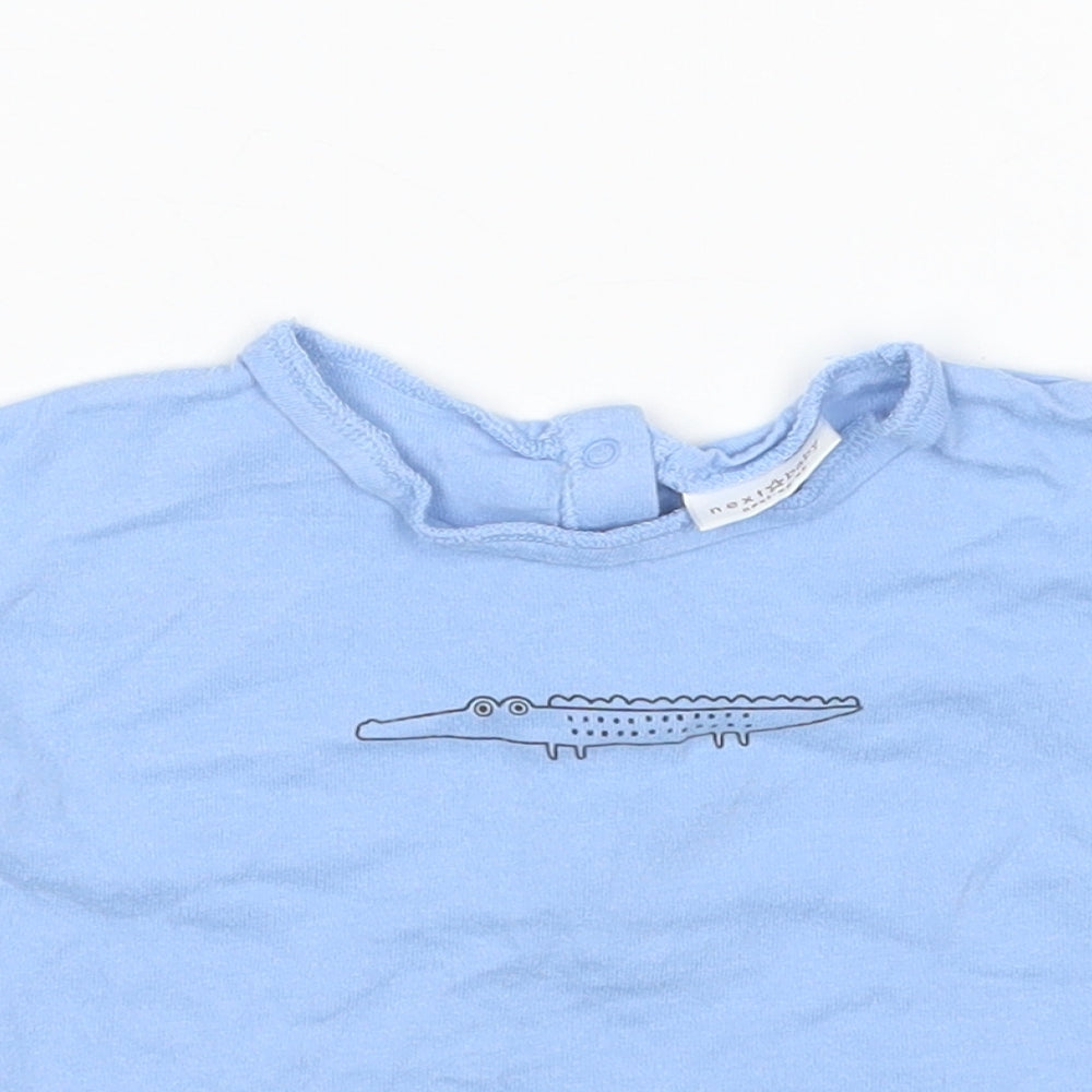 NEXT Boys Blue  Cotton Basic T-Shirt Size 6-9 Months Round Neck