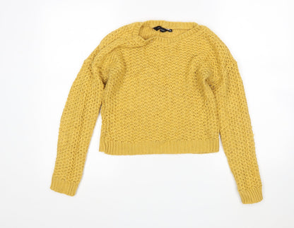 New Look Womens Yellow Round Neck  Nylon Pullover Jumper Size 6