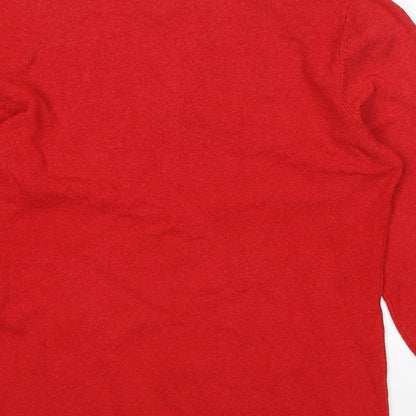 Preloved H&M Womens Red V-Neck  Acrylic Pullover Jumper Size M - Label