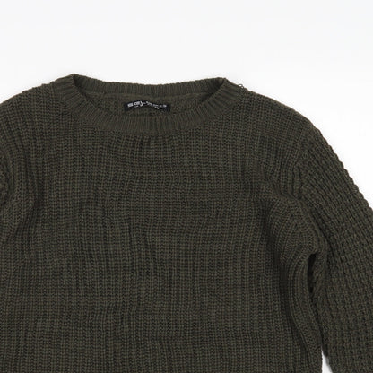 Select Womens Green Round Neck  Acrylic Pullover Jumper Size 14