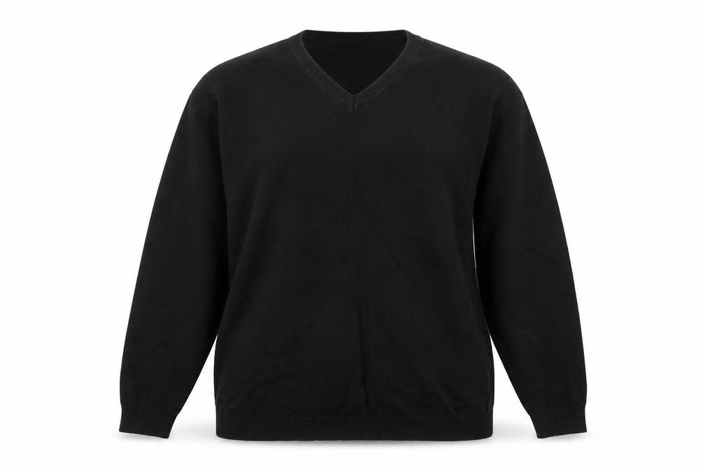 Catullus Womens Black V-Neck  Cotton Pullover Jumper Size L