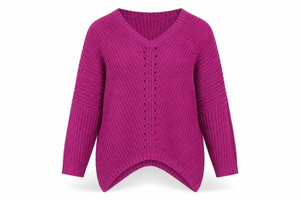 South  Womens Purple V-Neck  Acrylic Pullover Jumper Size 12