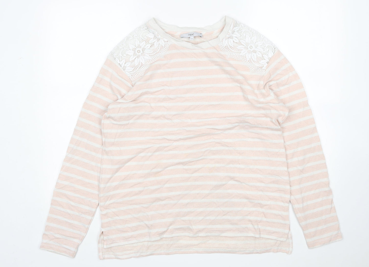 NEXT Womens Multicoloured Round Neck Striped Cotton Pullover Jumper Size 16
