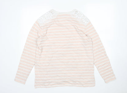 Next Womens Multicoloured Round Neck Striped Cotton Pullover Jumper Size 16