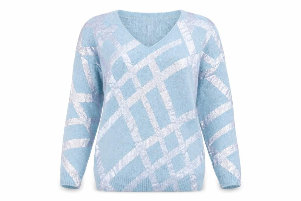 ASOS Womens Blue V-Neck  Acrylic Pullover Jumper Size 6