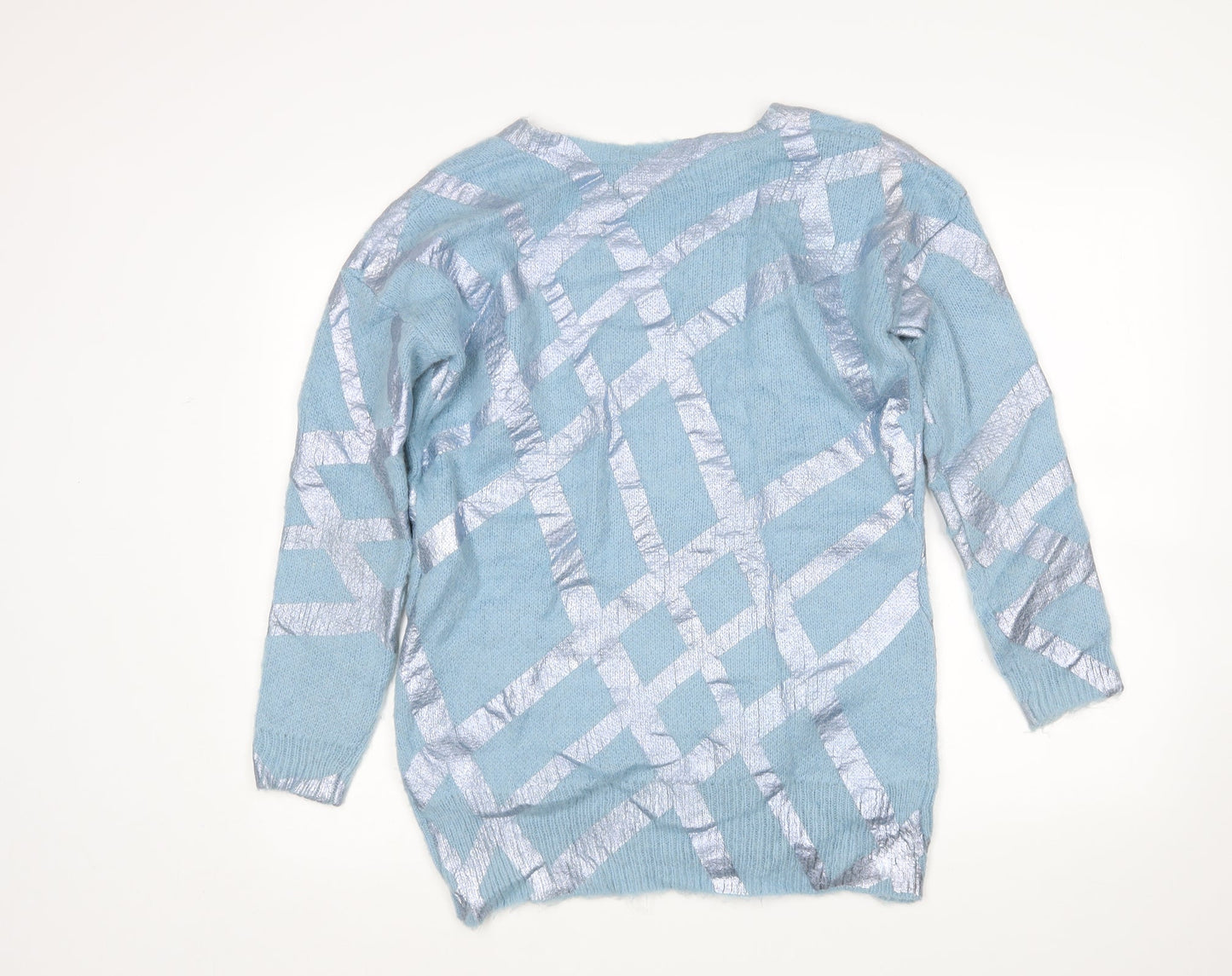 ASOS Womens Blue V-Neck  Acrylic Pullover Jumper Size 6