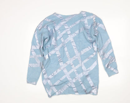 ASOS Womens Blue V-Neck  Acrylic Pullover Jumper Size 6