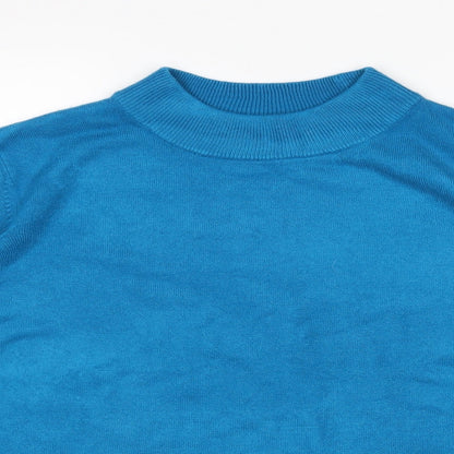 Preloved BM Womens Blue Mock Neck  Acrylic Pullover Jumper Size XL - Detail