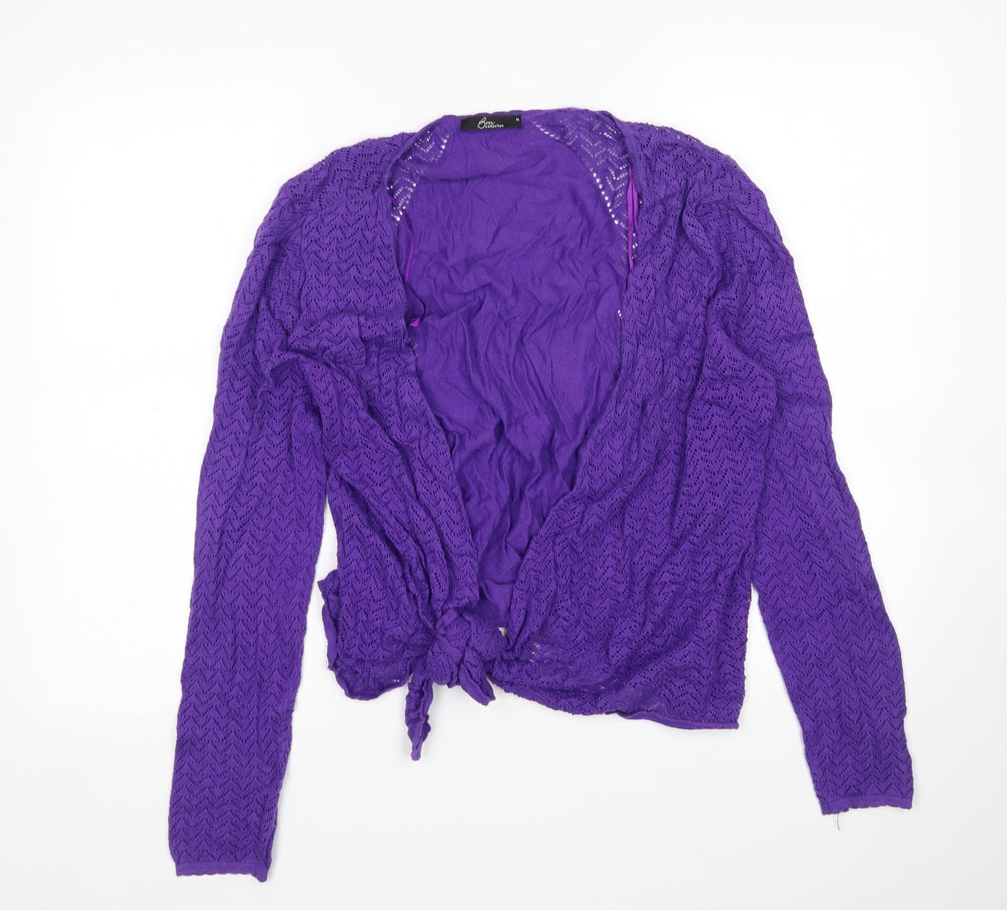 BM Womens Purple V-Neck  Cotton Cardigan Jumper Size M