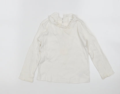 Preloved NEXT Girls White  Cotton Basic T-Shirt Size 18-24 Months Round Neck - Front