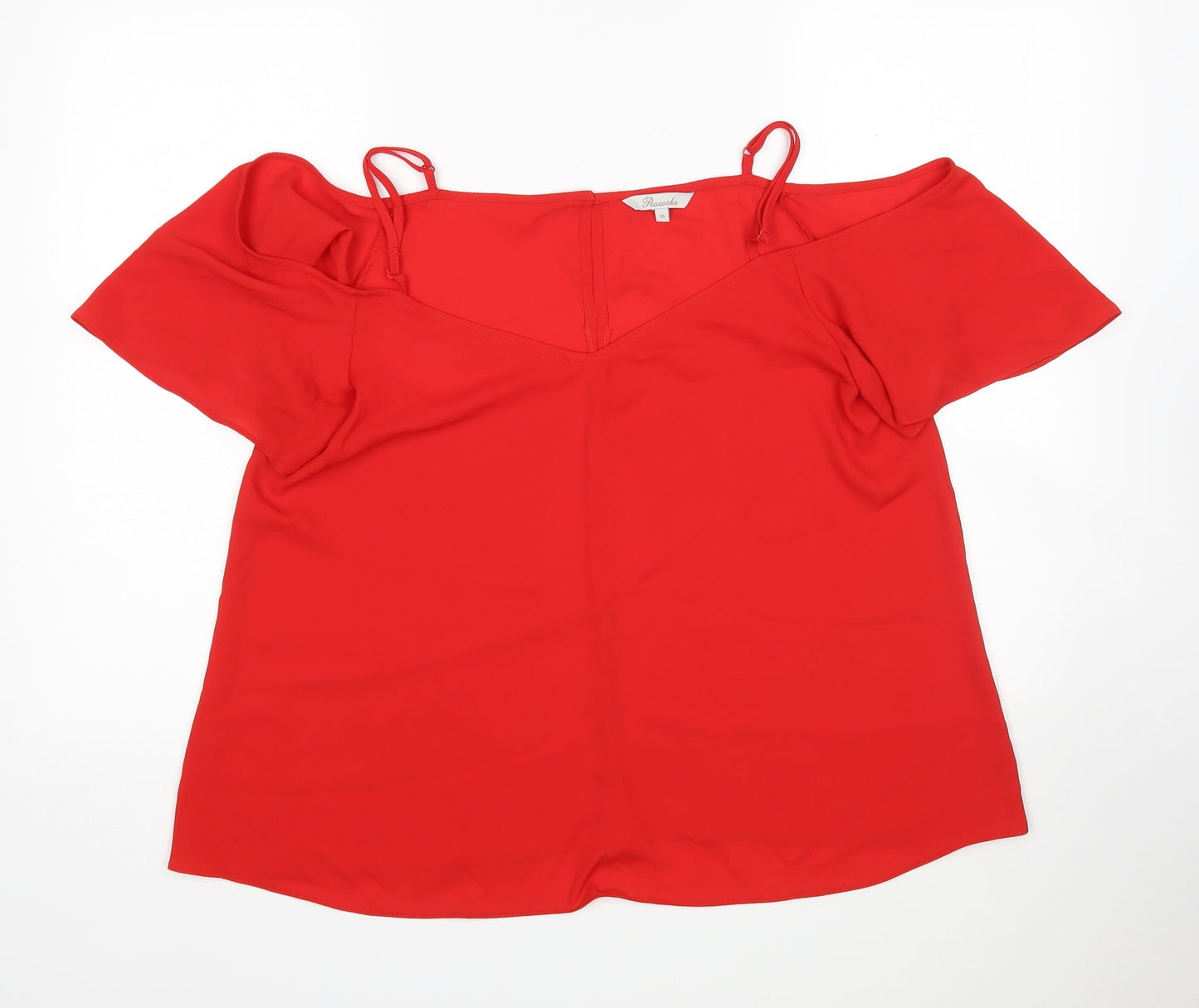 Peacocks Womens Red   Basic Blouse Size 16 V-Neck