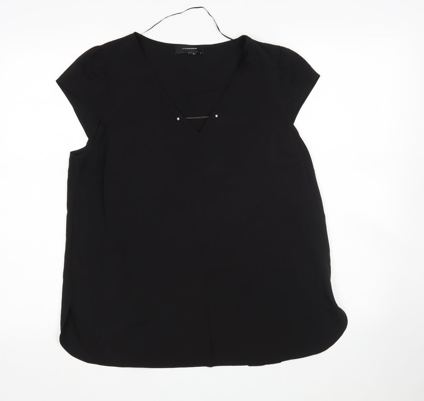 Atmosphere  Womens Black  Polyester Basic Blouse Size 14 V-Neck