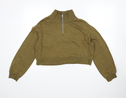 H&M Womens Green  Cotton Pullover Sweatshirt Size S
