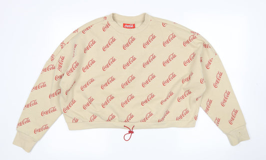 Primark Womens Beige  Polyester Pullover  Size S Round Neck  - Coca cola