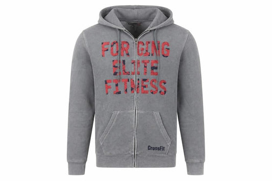 Reebok Mens Grey  Cotton Full Zip Hoodie Size M   - FORGING ELITE FITNESS