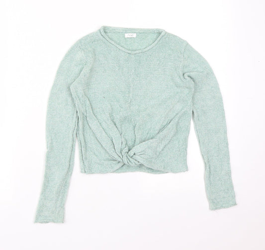 NEXT Girls Green  Viscose Basic T-Shirt Size 7 Years Round Neck