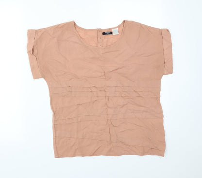 La Redoute Womens Orange Striped Viscose Basic T-Shirt Size 10 Round Neck