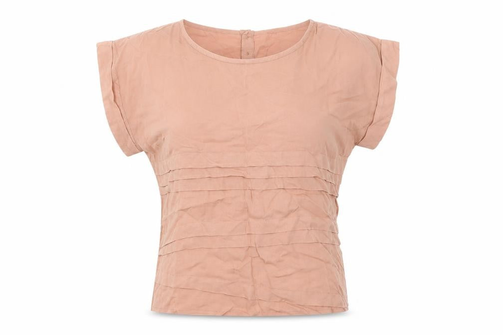 REDOUTE Womens Orange Striped Viscose Basic T-Shirt Size 10 Round Neck
