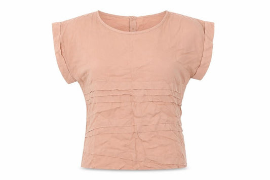 La Redoute Womens Orange Striped Viscose Basic T-Shirt Size 10 Round Neck