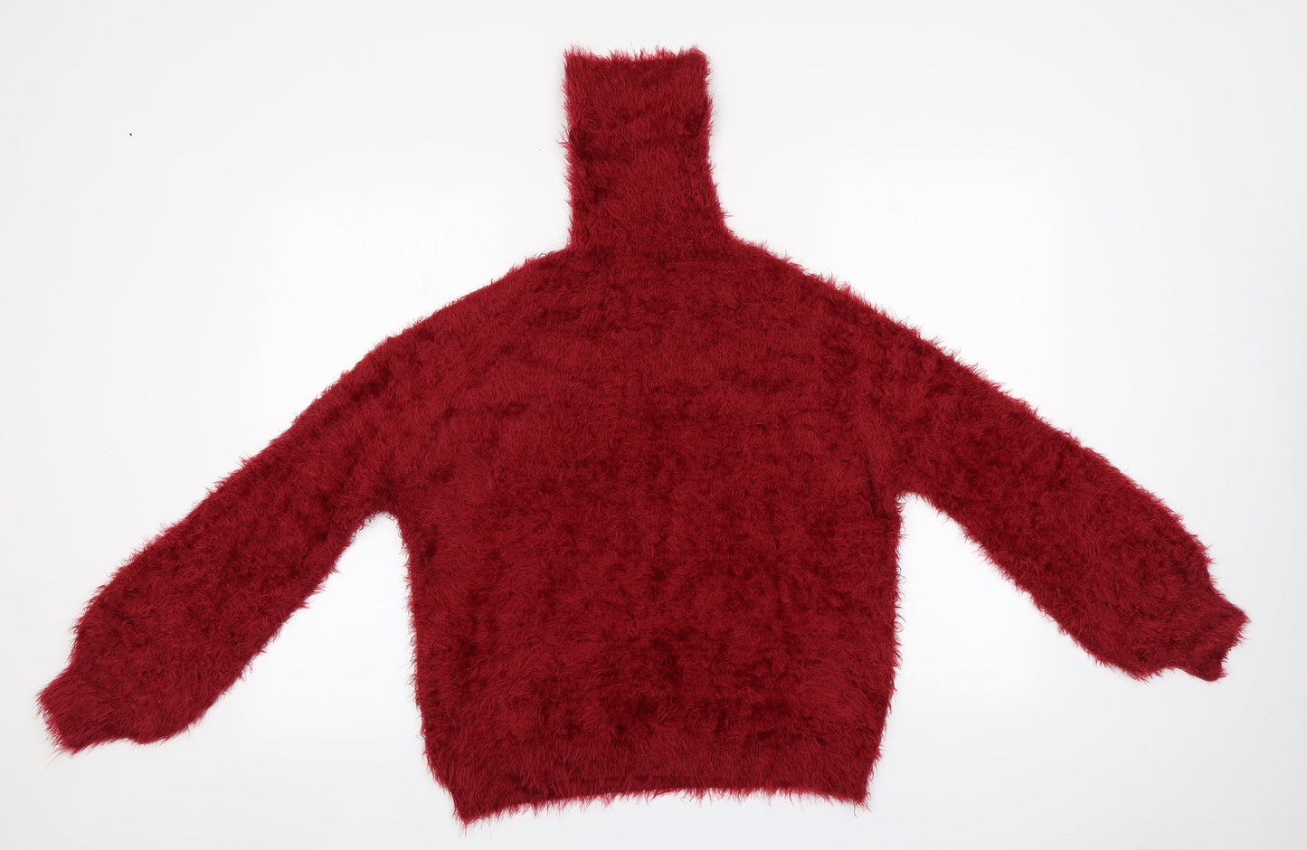 QED London Womens Red Roll Neck  Nylon Pullover Jumper Size M